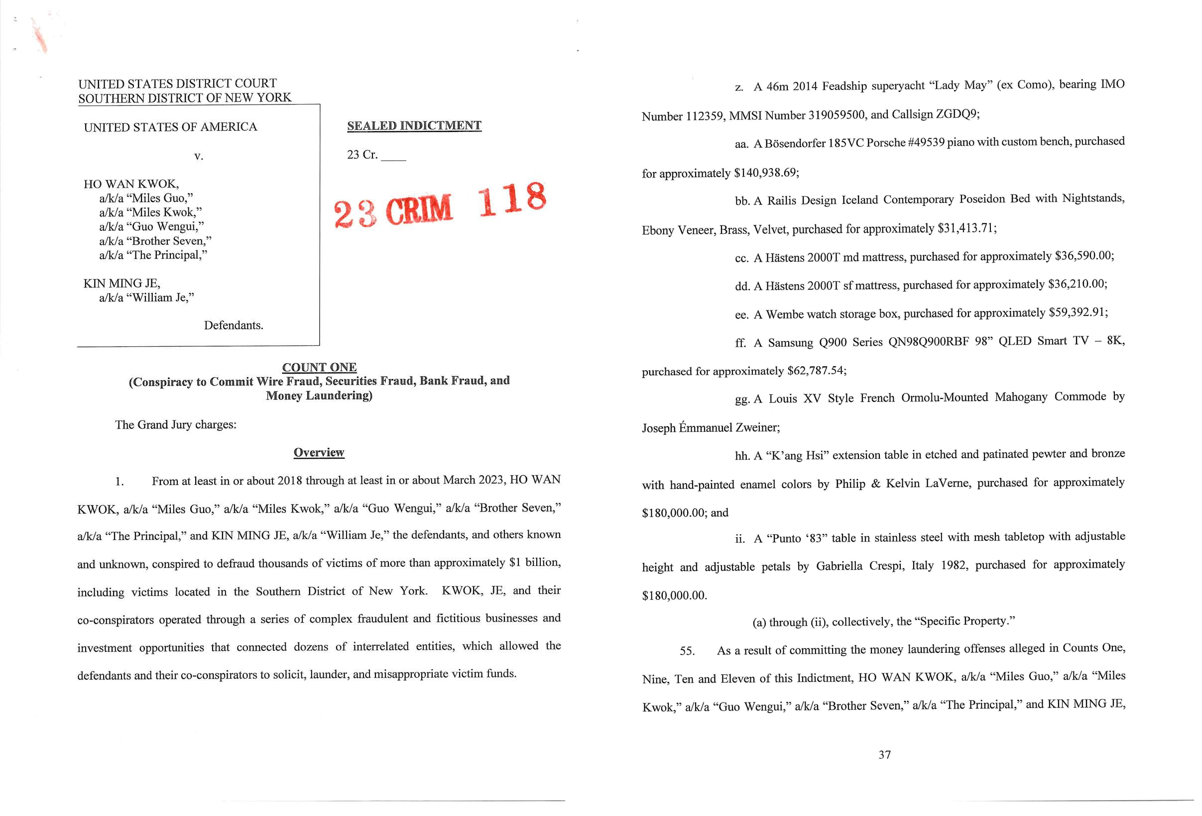美国司法部检察官3月15日公布起诉郭文贵诈骗罪-弦外音