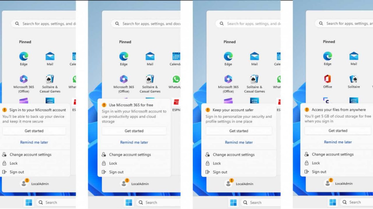 微软为Windows 11开始菜单带来更多广告 本地账户用户也受影响-弦外音